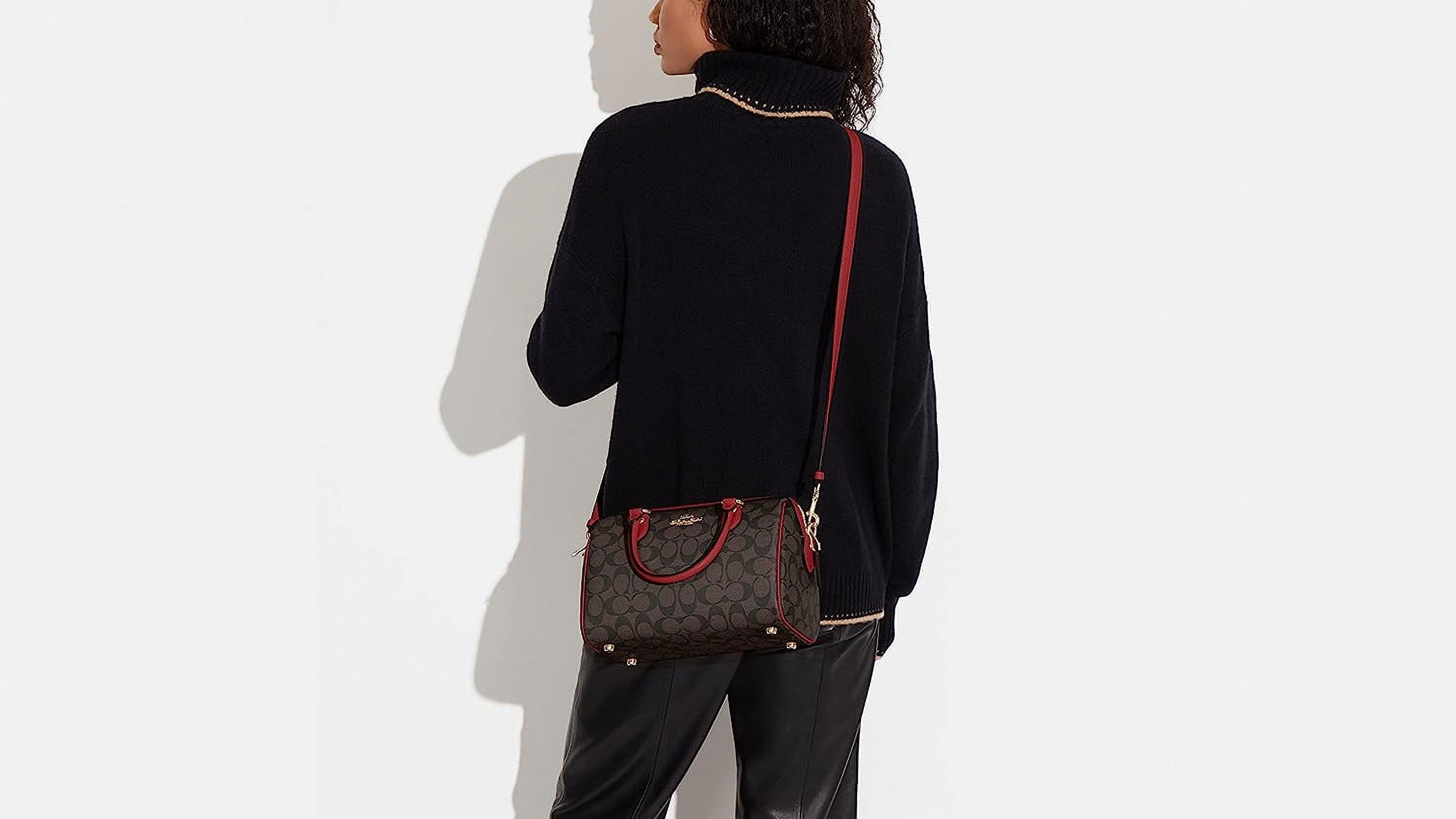 Coach Signature Canvas Satchel Handbag, Brown Red
