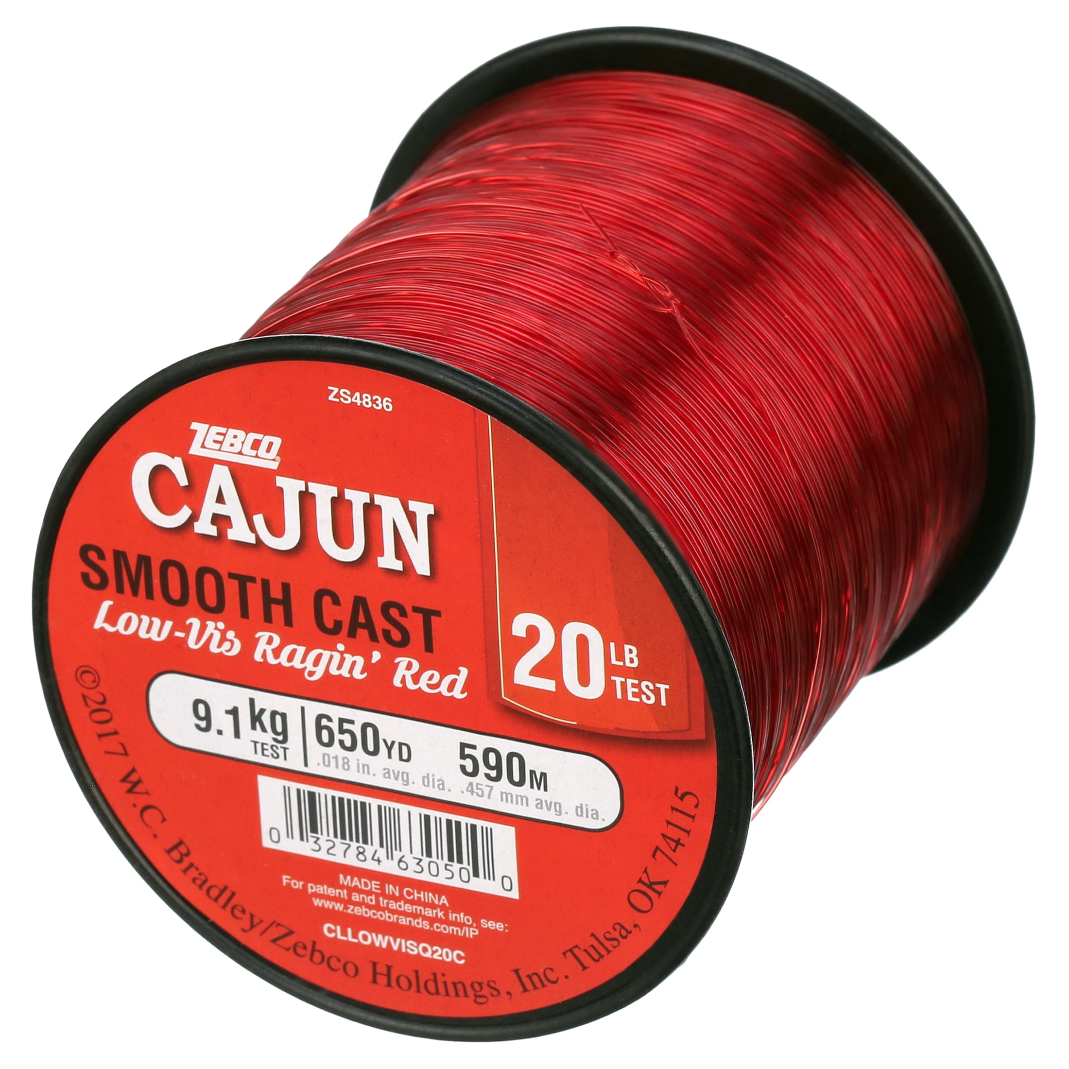 Zebco Cajun Line Smooth Cast Fishing Line, Low Vis Ragin' Red, 20-Pound  Tested