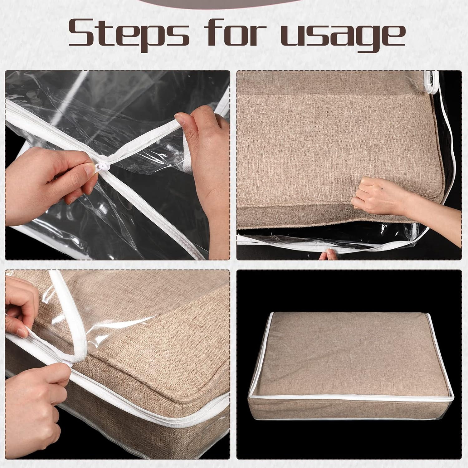 3Pcs 28x28x9 Inch Plastic Sofa Seat Cushion Covers, PVC Waterproof Couch Covers, Furniture Sofa Seat Slipcover for Against Cat Dog Clawing Scratching(Clear)