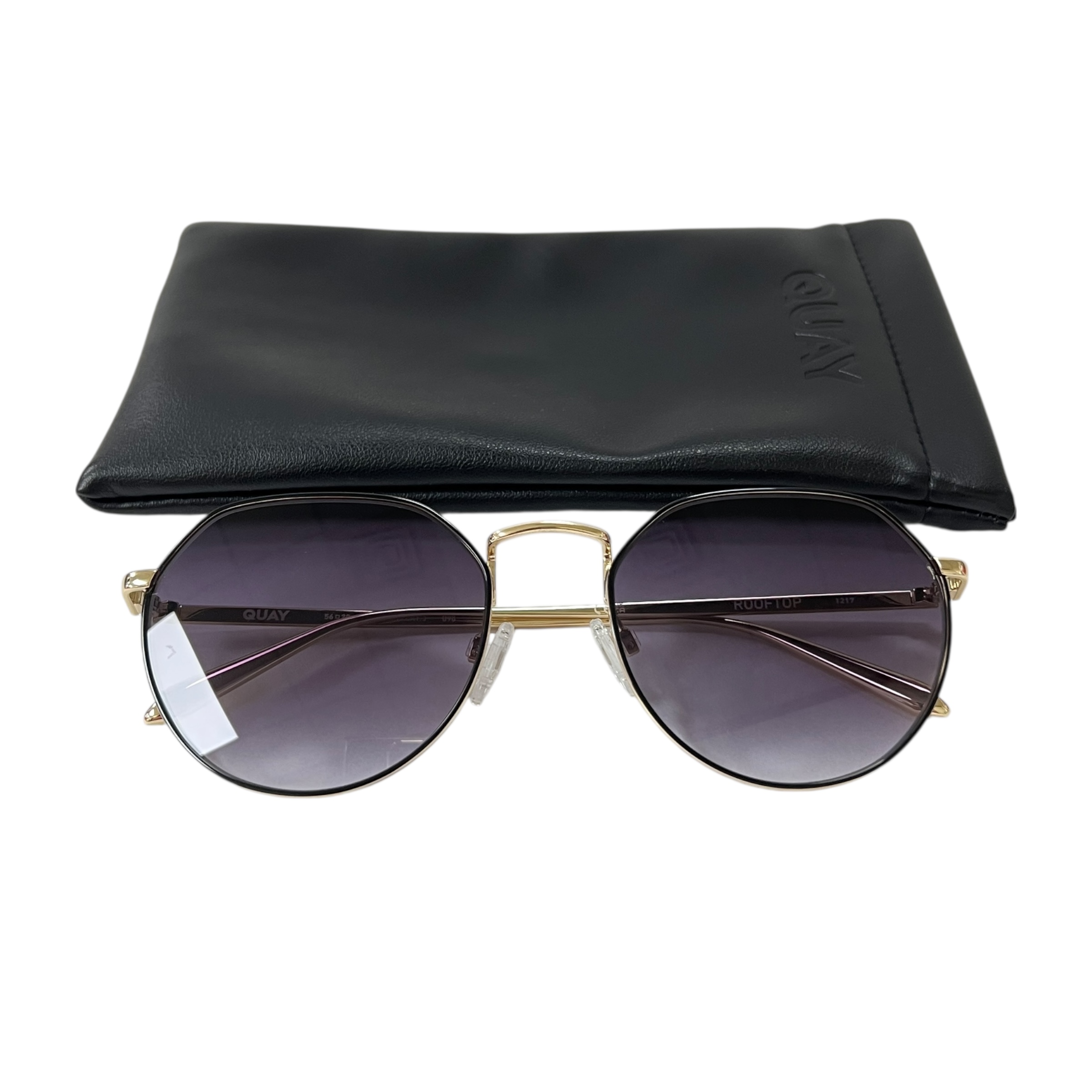 Quay Australia Rooftop Round Sunglasses Black Gold Smoke  display picture 2