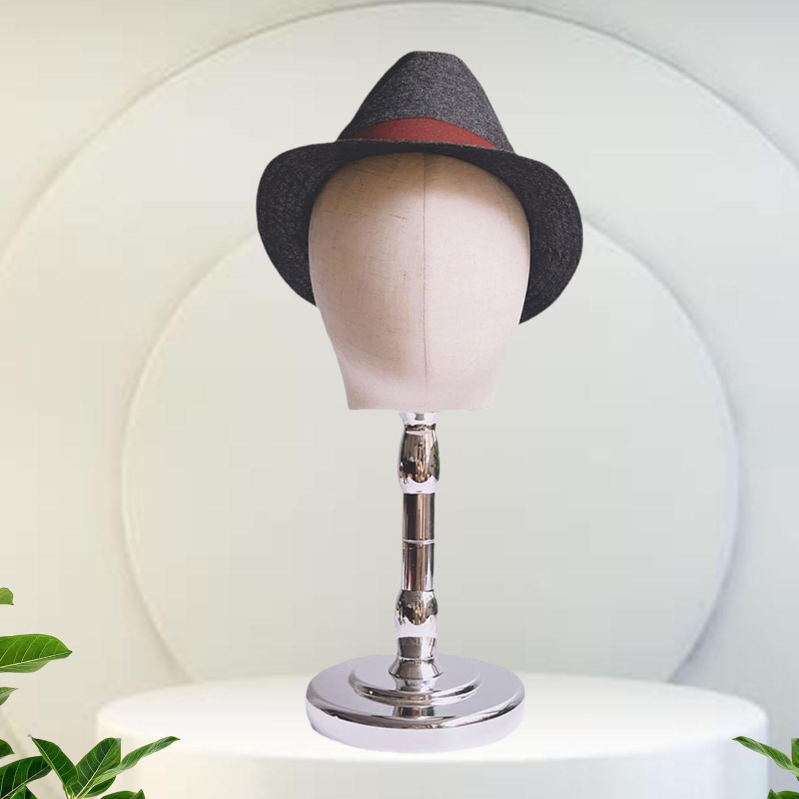 FITYLE Bald Mannequin Head Hat Holder Portable Beauty Accessories Wigs Display Model Manikin Head for Barber Shop Hair Salon Scarves Silver Base