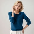 thumbnail image 2 of Dpytoraw Women's Round Neck Pullover Sweater Solid Color Long Sleeves, 2 of 4