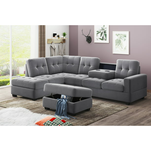 Promotion 3 Piece Sectional Sofa L, Leather L Shaped Sleeper Sofa