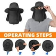 thumbnail image 4 of Chapeau de Pêche pour Hommes avec Rabat de Cou Manches Larges Chapeaux de Protection Solaire, 4 of 8