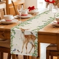 thumbnail image 5 of Botanical Table Runner - 48 Inch Long Spring Leaves Flowers Deers Birds Country Biege Cotton and Linen Blended Dress Scarves Farmhouse Table Runner for Kitchen Dining, Coffee Table, 13" x 48", 5 of 8