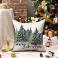 thumbnail image 5 of Christmas Pillow Covers 18x18 Christmas Decorations Watercolor Blue Green Christmas Tree Rustic Style Nature Forest Print Decorative Throw Pillows Winter Christmas Decor, 5 of 6