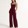 thumbnail image 2 of Stamzod Summer Jumpsuits for Women 2026 Trendy Fashion Halter Sleeveless Wide Leg Jumpsuit Loose Casual Black Romper with Pocket Beach Vacation Clothes Wine L, 2 of 6