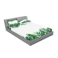 thumbnail image 2 of Palm Leaf Fitted Sheet & Pillow Sham Set, Framework with Rainforest Foliage Leaves in Watercolors, Decorative Printed 6 Piece Bedding Decor Set, Calking, Hunter Green, by Ambesonne, 2 of 3