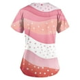 thumbnail image 3 of ADSSDQ Fun Scrub Tops Women Color Dots Printed Srcubs Tops Stretch Plus Size Short Sleeve V-Neck Working Nurse Uniform with Pockets Pink XL, 3 of 3