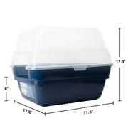 Petfamily Extra Large Cat Litter Box, Color Navy Blue, Jumbo Hooded, 21.50 x 17.90 x 17.25 in
