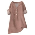 thumbnail image 4 of Seductiva Women's Dress Shirts Long Sleeve Women Women's Solid Color Simple Geometric Texture Semi Open Shirt Top Wrinkle-Free Solid Work Blouse Fashion Basic Tees, 4 of 4