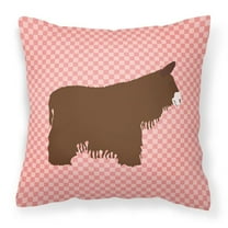 Carolines Treasures BB7852PW1818 Poitou Poiteuin Donkey Pink Check Fabric Decorative Pillow, 18 x 18 in.