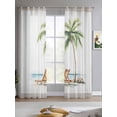 thumbnail image 2 of Beach Coastal Sheer Curtains 63 Inch Length 2 Panels Set for Living Room/Bedroom, Summer Nautical Ocean Palm Tree Seaside Kitchen Curtains Grommet Semi-Sheer Curtains Window Treatments 42"x63"x2, 2 of 7