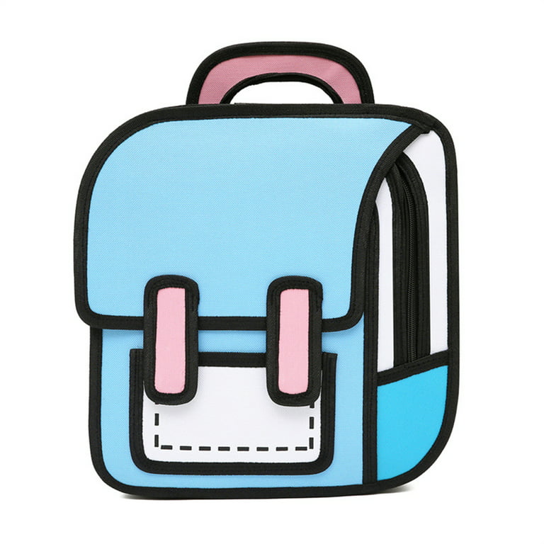 2D Drawing Women Backpack Cartoon School Bag Teenagers Travel