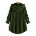 thumbnail image 3 of BiZtdJrK Fleece Jackets for Women 2025 Oversized Button Down Hooded Cardigan Solid Color Long Sleeve Fuzzy Plush Hoodie Coats with Pockets Sale of the Day Green S, 3 of 4