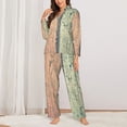 thumbnail image 3 of Kll Hardwood Print Women'S Long Sleeve Pajamas With Pants Sleepwear Loungewear 2 Set-Medium, 3 of 9