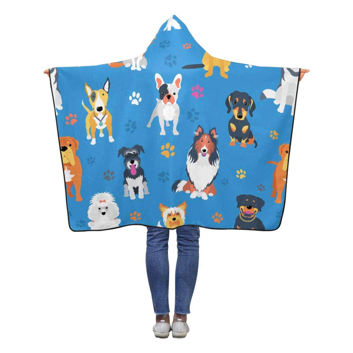 ASHLEIGH Dogs Pattern Wearable Hooded Blanket 40x50 inches Toddler Kid