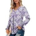 thumbnail image 2 of KISSMODA Women's Long Sleeve Comfy V-Neck Blouse & Tunic Tops, S-2XL, 2 of 4