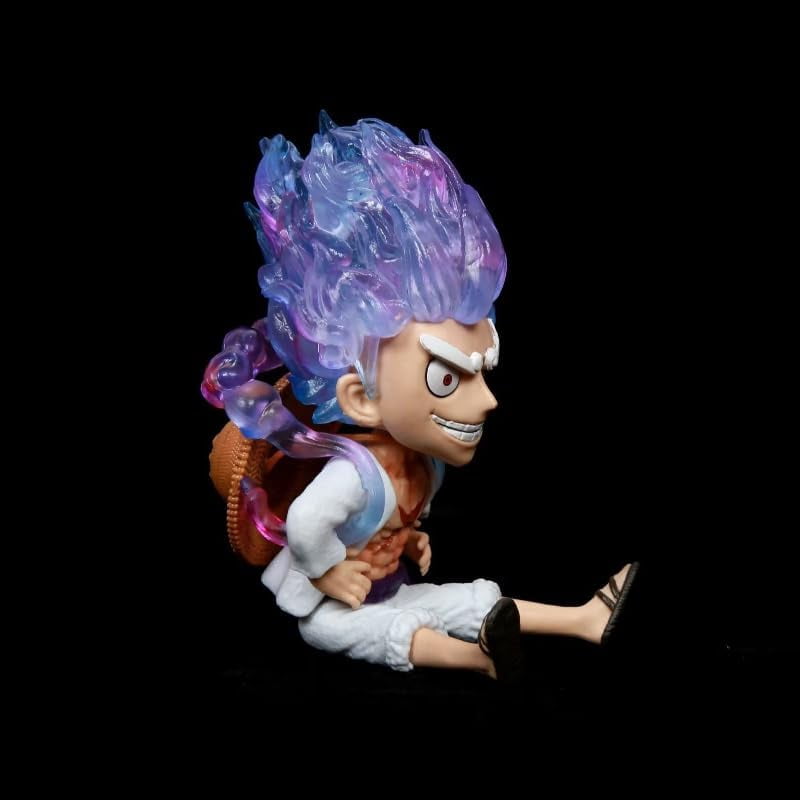 Newly Luffy Figure Q Version Sitting Nika Fifth Gear Luffy Action Figures 13cm/5.1inch PVC Character Figurine Cosplay Model Decoration Anime Gift (C)