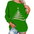 thumbnail image 2 of Meichang Chandails en Molleton de Noël pour Femmes Chemises Raglan Tendance Graphique Arbre de Noël Chandails en Molleton Automne Hiver Col Rond Chandail Tops, 2 of 7
