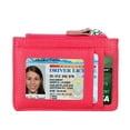 thumbnail image 2 of Njjex Rfid Blocking Front Pocket Wallet with Key Ring, Secure Credit Card Wallet Mini Card Holder with Zipper and Id Window, Genuine cowhide Leather Durable Slim Wallets -Hot Pink, 2 of 7