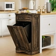 thumbnail image 3 of Tilt Out Trash Cabinet 13 Gallon Wooden FreeStanding Waste Bins with Hideaway Drawer,Kitchen Island with Trash Can Storage(Rustic Black), 3 of 6