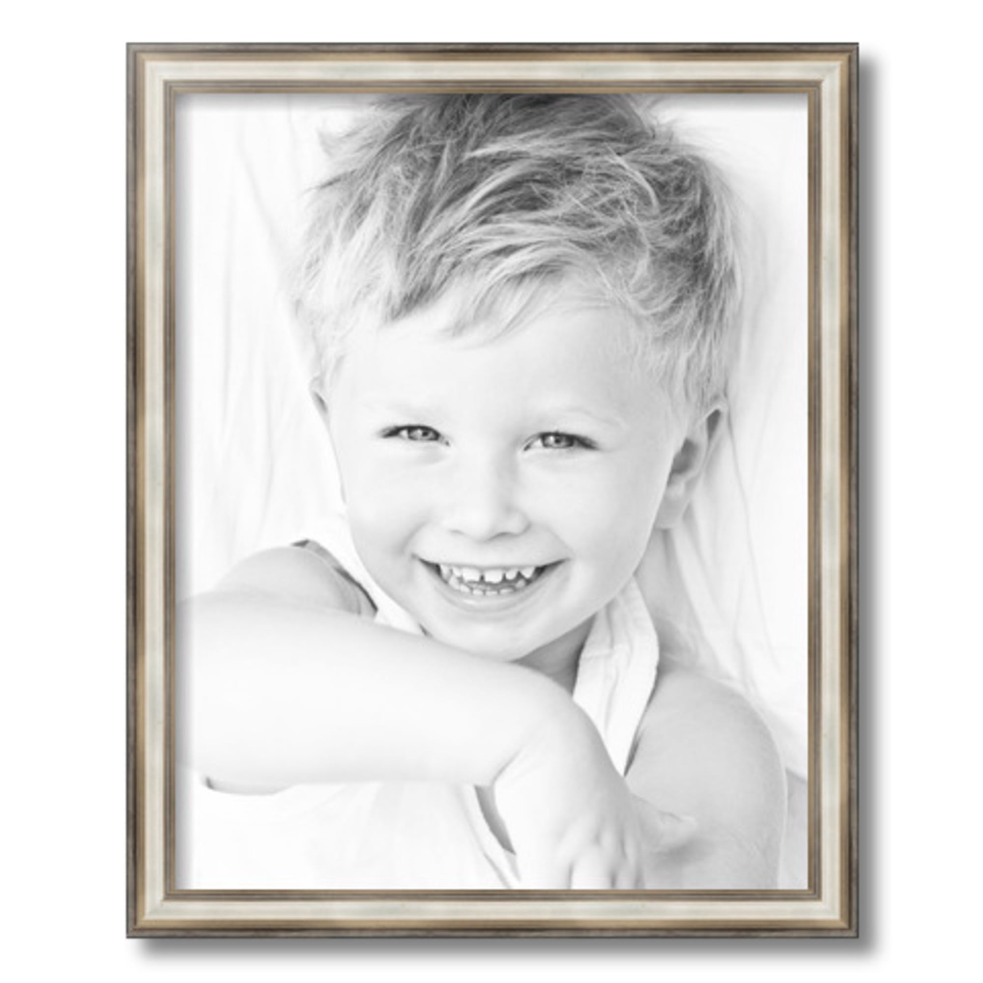 ArtToFrames 16" x 20" Antique Silver Panel Picture Frame, 16x20 inch Silver Wood Poster Frame (WOM-4760)