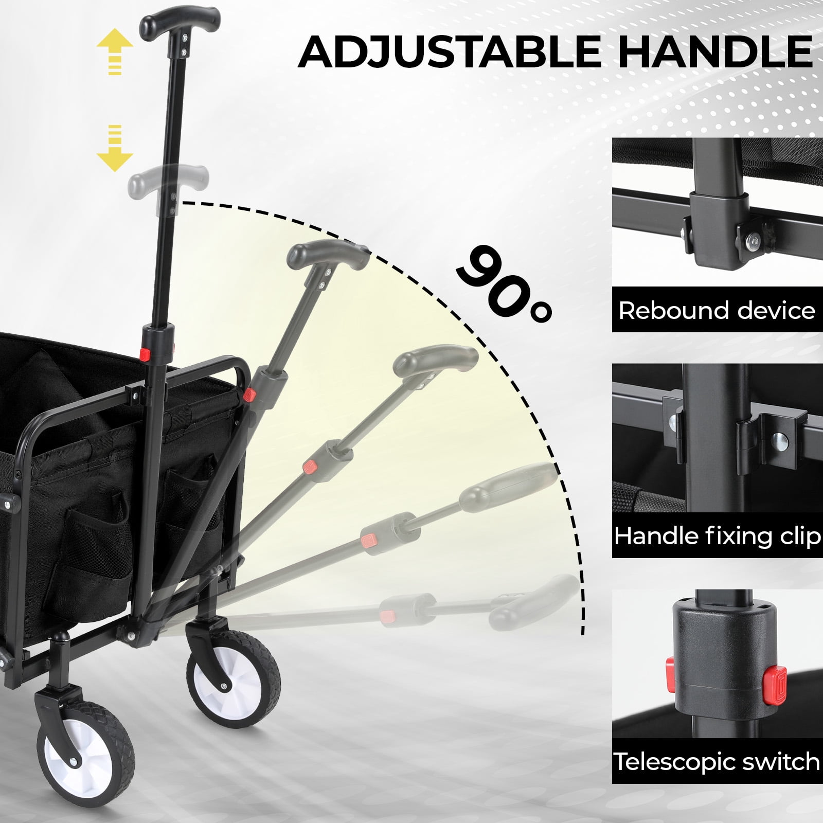 Pirecart 150lbs Capacity Foldable Wagons Carts, Lightweight Portable Utility Shopping Cart with Wheels, Collapsible Grocery Wagon Cart for Grocery, Camping, Shopping, Beach, Garden, Sports