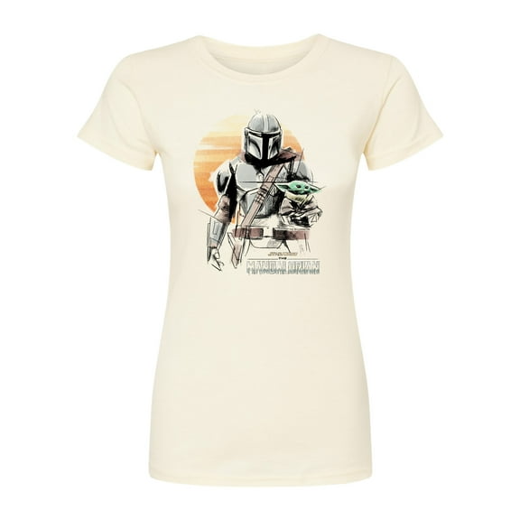 Star Wars - The Mandalorian Mando Marker Concept  - Juniors Fitted Short Sleeve Graphic T-Shirt