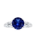 thumbnail image 4 of Rosec Jewels Certified Lab Grown Blue Sapphire Engagement Ring - 2.7 Carat - AAAA Grade Sapphire Diamond Ring - with Jewelry Box, 925 Sterling Silver, US 4.00, 4 of 8