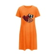 thumbnail image 2 of Blmnix Plus Size Nightgowns Nightgown for Women Valentine Nightshirts Sleep Shirts Orange Above-the-Knee Short Sleeve Crew Neck Backless Nightgown,M, 2 of 5