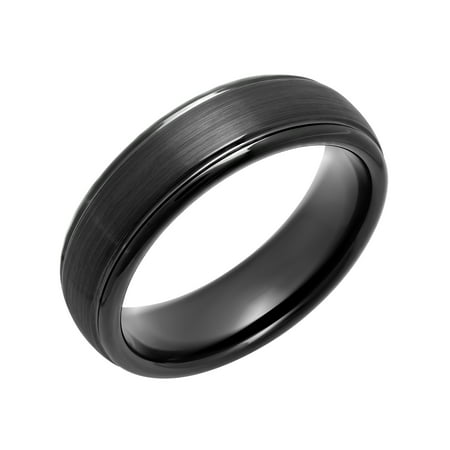 Men's Black IP-Plated Tungsten Domed Ring, 6mm