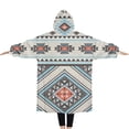thumbnail image 2 of Oversized Wearable Blanket Hoodie,Multicolor Floral and Geometric Boho Pattern Sherpa Blanket Hoodie with Super Pockets,Super Warm Fuzzy Pullover for Women & Men, 2 of 6