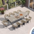 thumbnail image 3 of PURPLE LEAF 11 Pieces Patio Dining Set, Rectangular Aluminum Outdoor Table and 10 Wicker Chairs with Cushions for Garden Kitchen and Porch, Champagne, 3 of 10