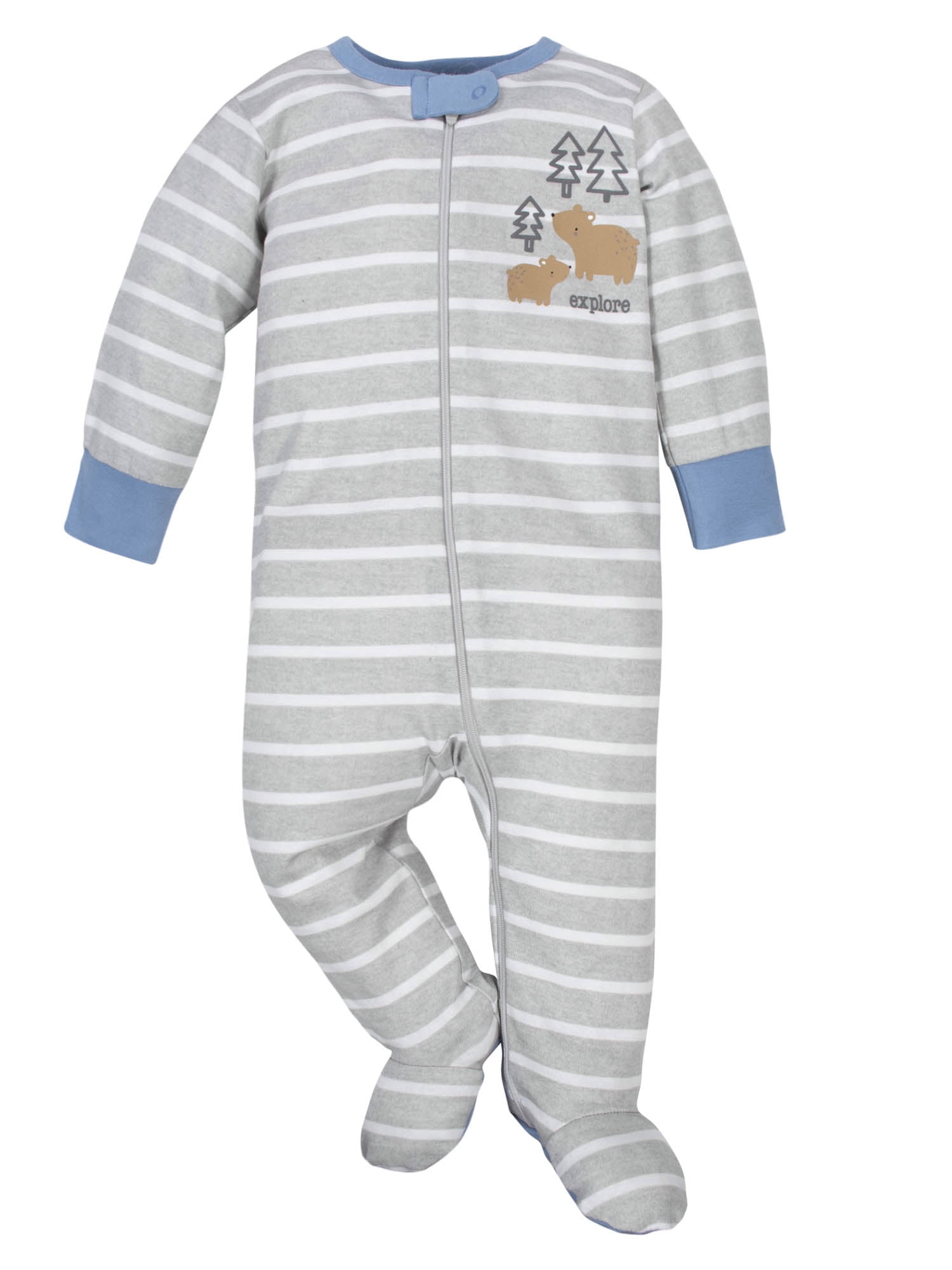 Wonder Nation Baby Neutral Zip Up Sleep ‘N Play Footed Pajamas, 2-Pack, Sizes Newborn - 6/9 Months