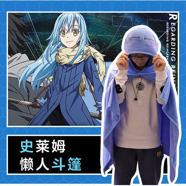 This time I have reincarnated as a slime blankets cartoon plush toy cosplay rimuru tempest character cape shawls cover heqiyong LED
