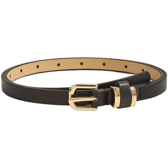 CoCoMangos Womens Skinny Belt Faux Leather Leopard Print Belt Chic Belts for Jeans Pants Fashion Solid Color with Gold Buckle