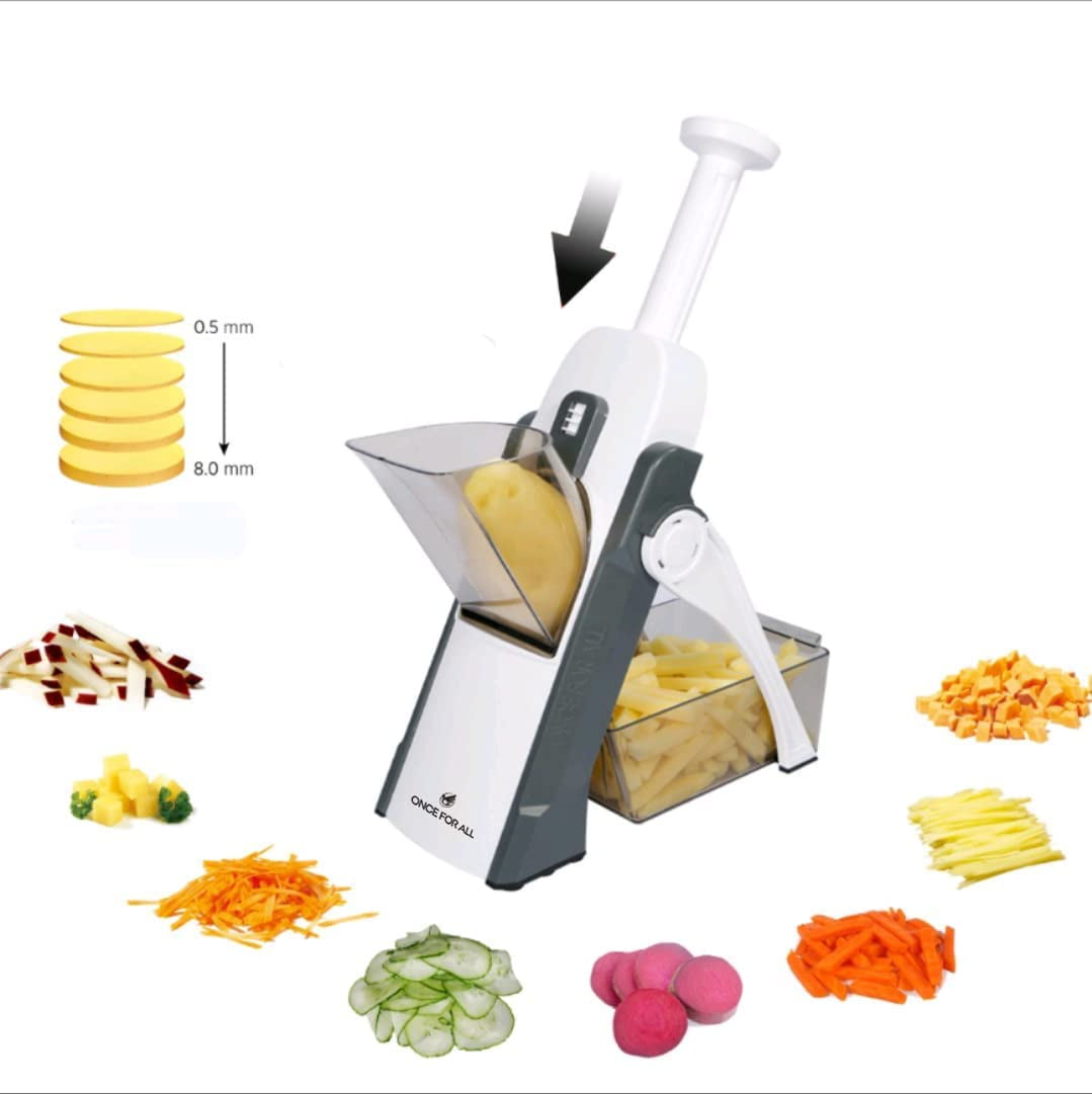  Alrens Vegetable Chopper Mandoline Slicer Cutter and Grater 11  in 1 Vegetable Slicer Potato Onion Veggie Chopper Dicer with Container  Gray: Home & Kitchen