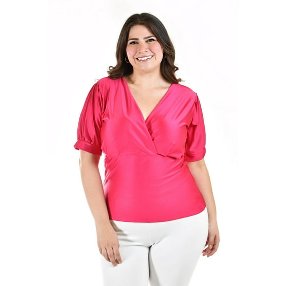 Blusa escote V Roman Fashion Tallas Extras 1772 Fucsia 40