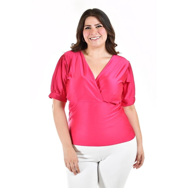 Blusa escote V Roman Fashion Tallas Extras 1772 Fucsia 40