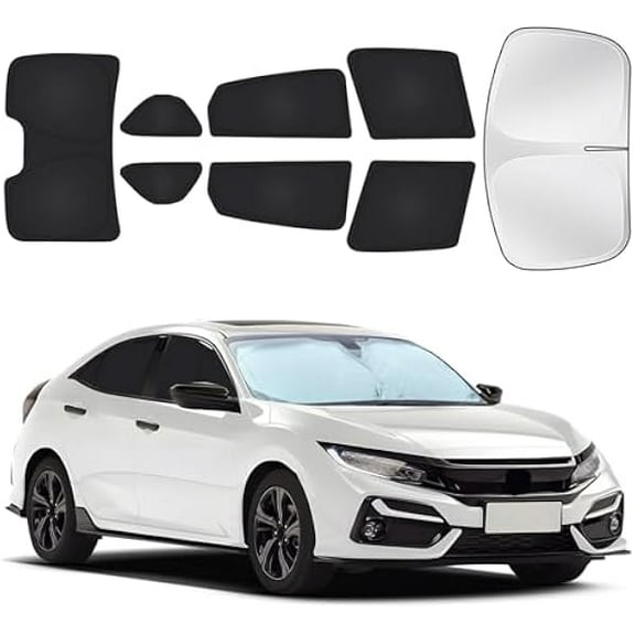 for Honda Civic 2016-2021 Car Window Shades, 8pcs Privacy Sun Shade Set for Front Windshield Side and Rear Windows, Full Window Covers Keeps vehicle Cool for Camping Napping