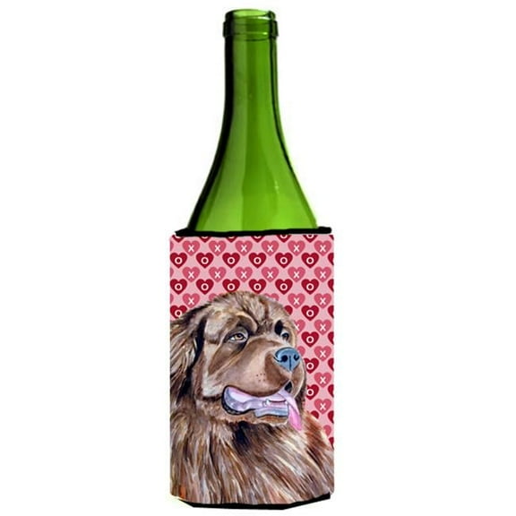 Newfoundland Hearts Love And Valentines Day Portrait Wine Bottle  Hugger - 24 oz.