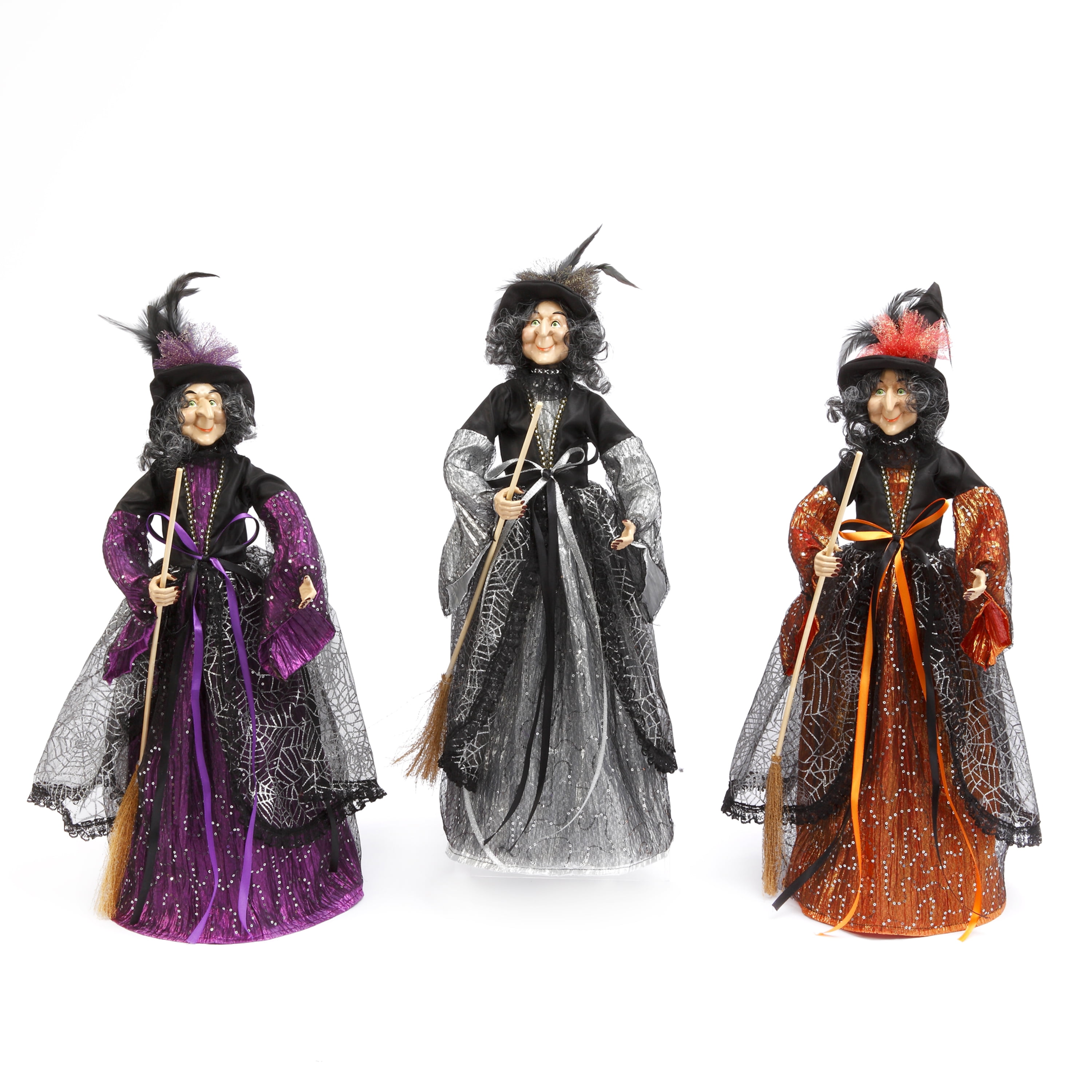 Gerson Assorted Color 24Inch High Standing Fabric Witch Figurines with