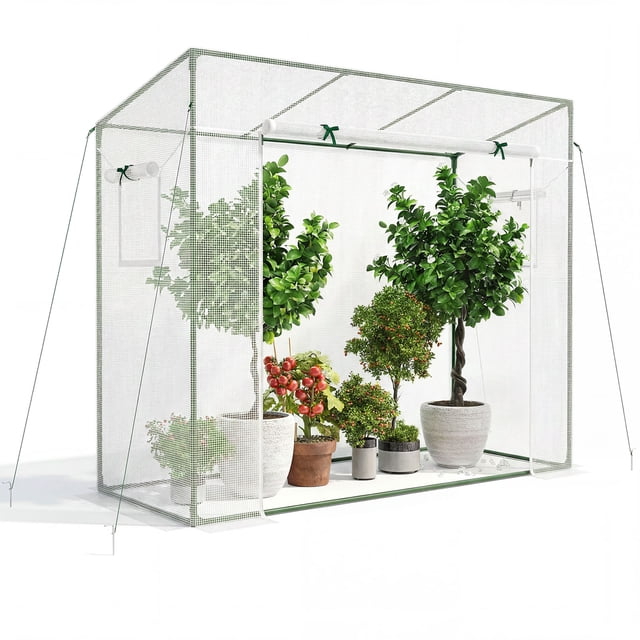Gymax Portable Mini Greenhouse w/PE Cover 4 Wind Ropes & Ground Stakes Zipper Door