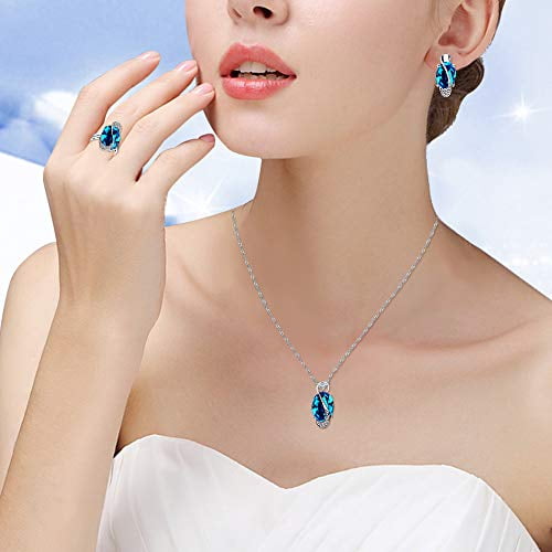 Stainless Steel Titanium Blue Turquoise Necklace Circle Stud Earrings Jewelry  Set for Teen Girls and Women - AliExpress
