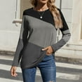 thumbnail image 4 of XPMWRP Women's Color Block Tops Long Sleeve Fall Tunic Top Casual Round Neck Pullover Shirts Dressy Work Outfit Black XXL, 4 of 8