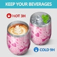 thumbnail image 4 of 12oz Stemless Wine Tumblers Pink Breast Cancer Vacuum Insulated Stainless Steel Travel Tumbler Cups Mug with Lid and Straw for Champaign,Cocktail,Beer with Cleaning Brush, 4 of 5