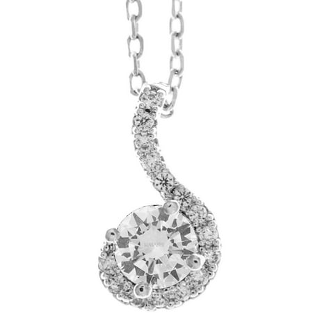 18K White Gold Plated Necklace with Spiral Design with a 16 Extendable Chain Made with High Quality Crystals by Matashi