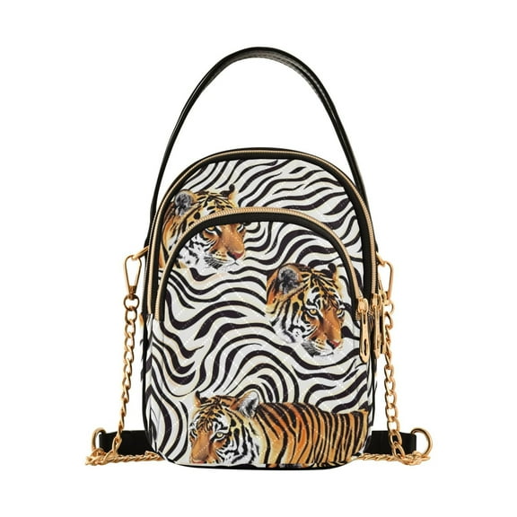 joogoo Women Tigers in Stripes Chain Crossbody Bags Shoulder Handbag Phone Purse