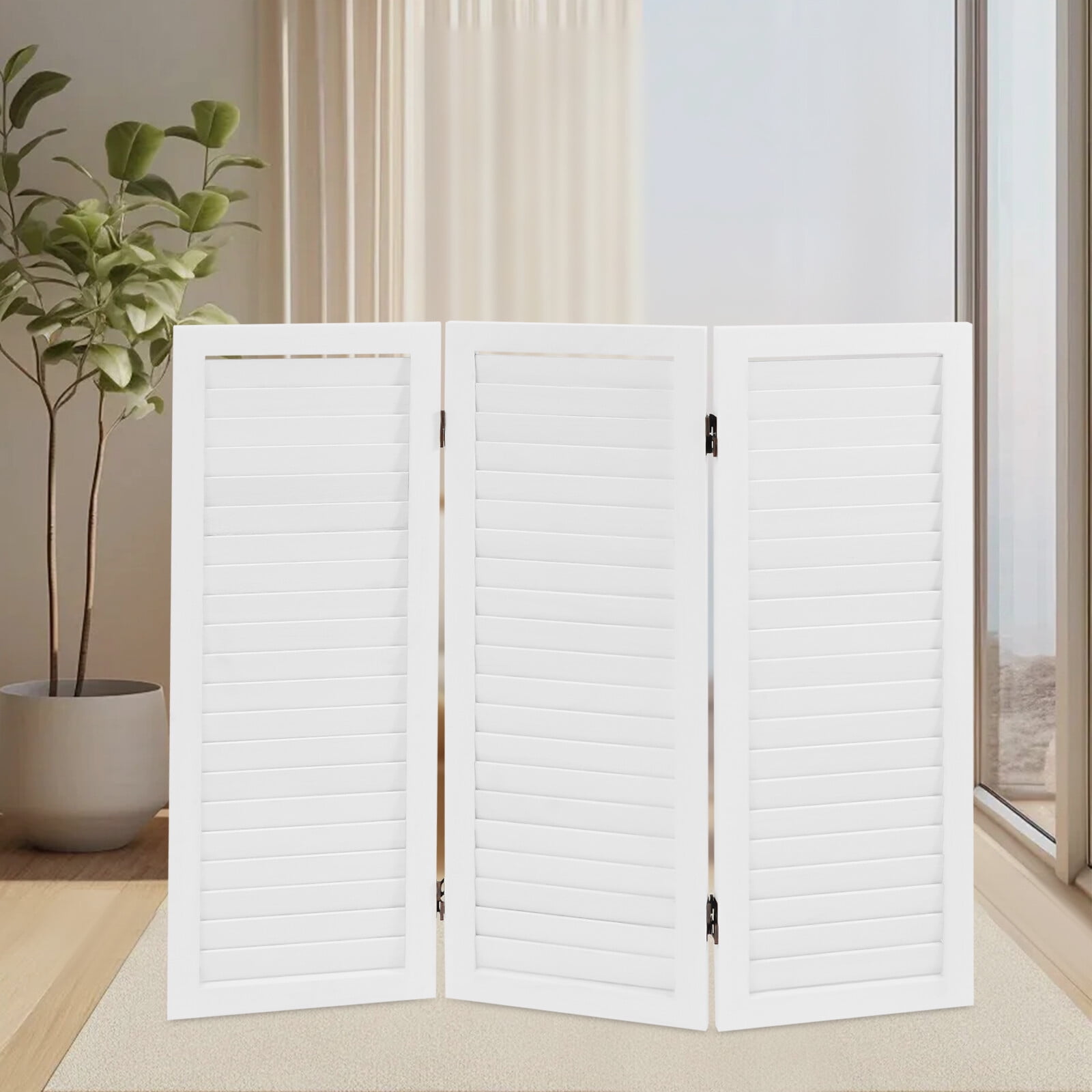 35.4*1*31.9 Modern 3 Panel Room Divider Screen Freestanding Folding Room Divider White for Dressing Room